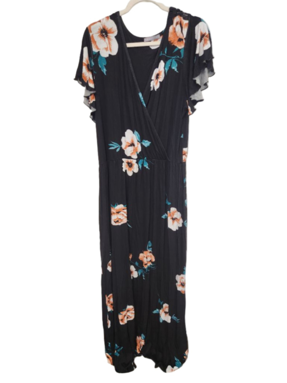Loveappella Black Floral Maxi Dress